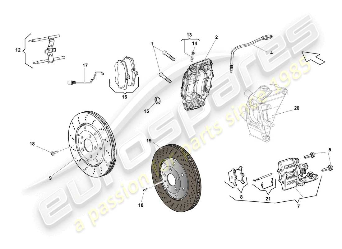 Lamborghini LP560-4 Spyder FL II (2013) DISC BRAKE REAR Part Diagram