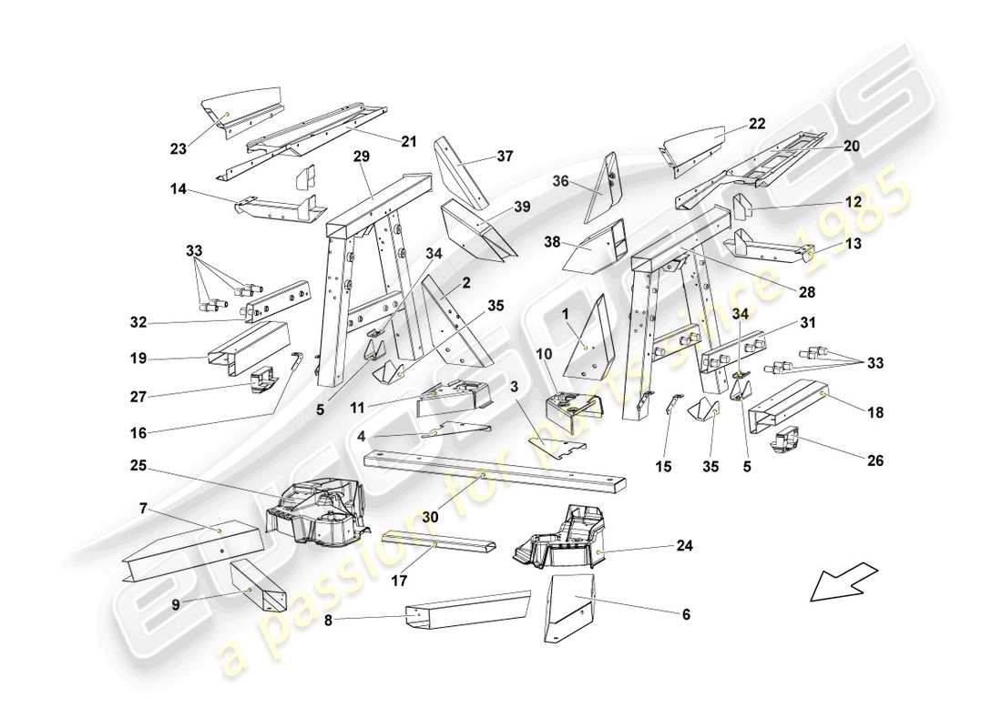 Lamborghini LP560-4 Spyder FL II (2013) FRAME REAR Part Diagram