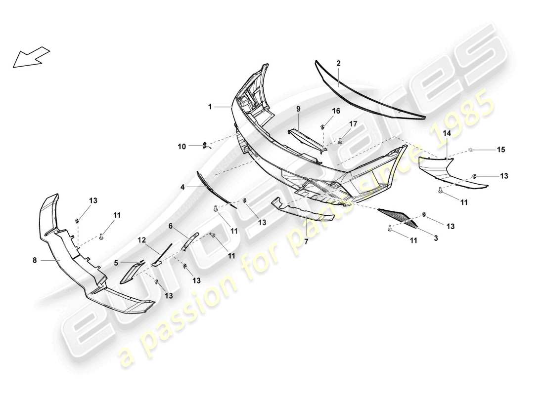 Lamborghini LP560-4 Spyder FL II (2013) BUMPER FRONT Part Diagram