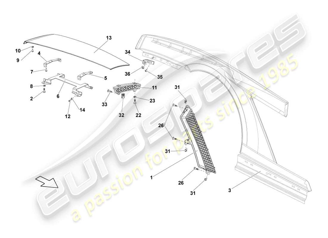 Lamborghini LP560-4 Spyder FL II (2013) WING REAR Part Diagram