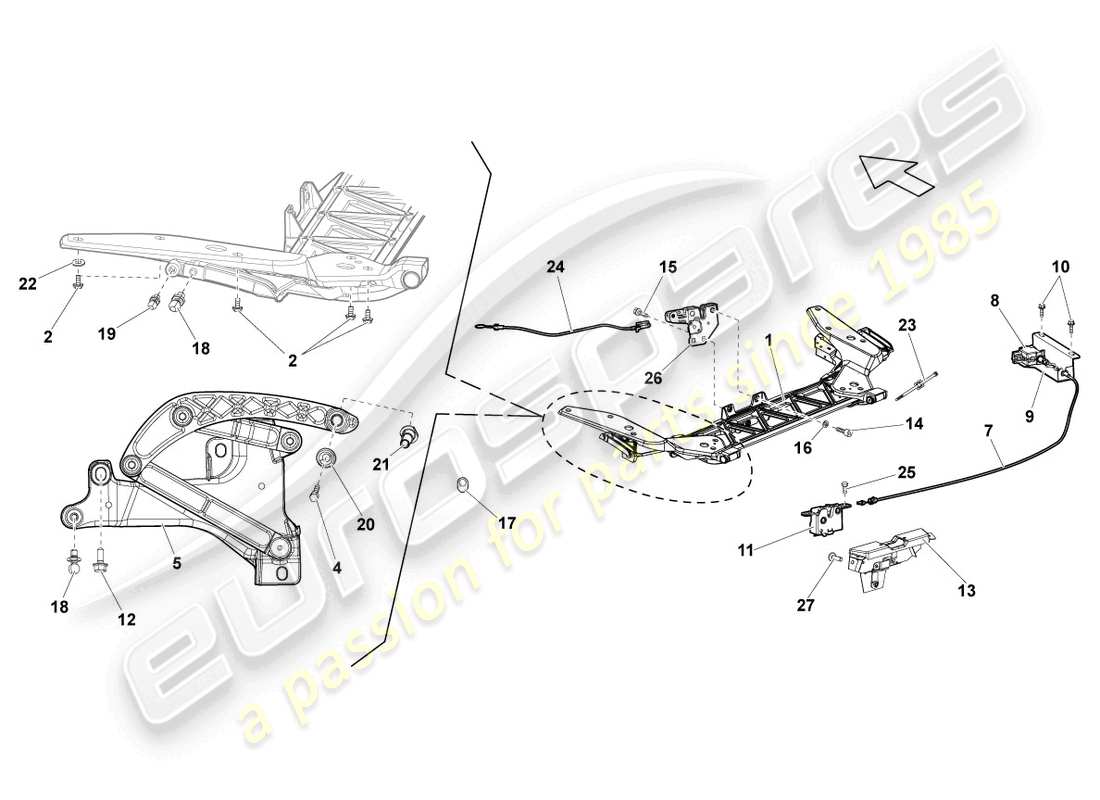 Lamborghini LP560-4 Spyder FL II (2013) LOCK CARRIER Part Diagram