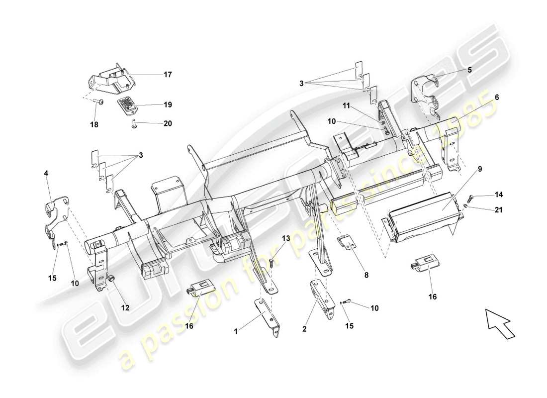Lamborghini LP560-4 Spyder FL II (2013) CROSS MEMBER FOR DASH PANEL Part Diagram