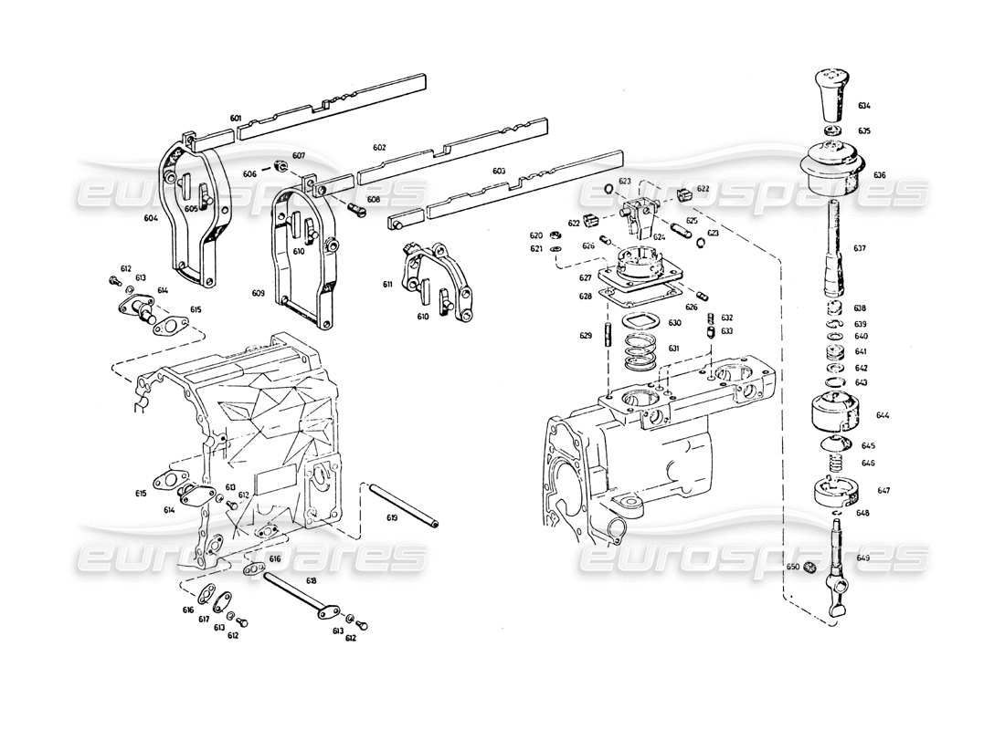 Maserati Khamsin transmission control Parts Diagram