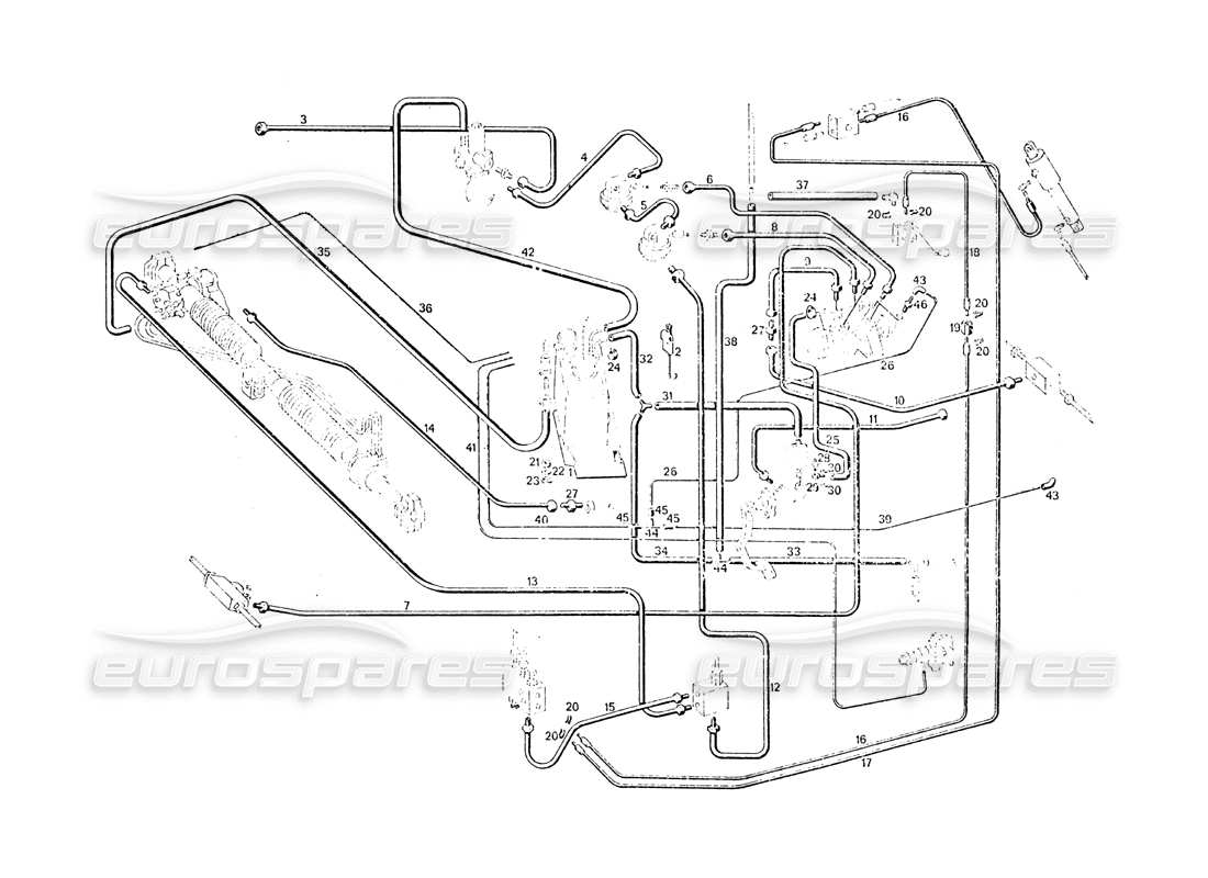 Maserati Khamsin Braking system ring steering Parts Diagram