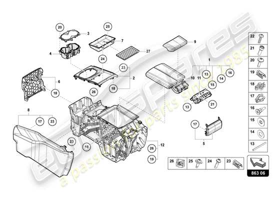 a part diagram from the Lamborghini Urus S (2024) parts catalogue