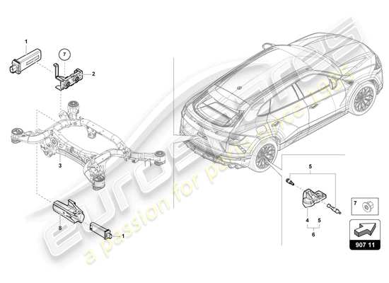 a part diagram from the Lamborghini Urus S (2024) parts catalogue