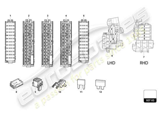 a part diagram from the Lamborghini Urus parts catalogue