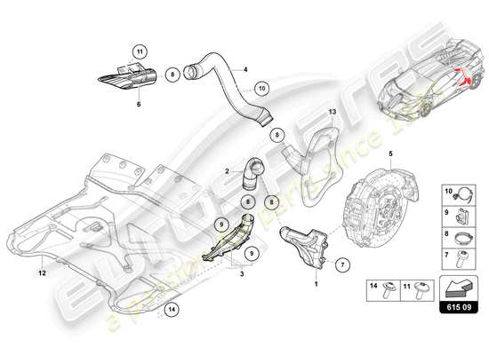 a part diagram from the Lamborghini Huracan STO parts catalogue