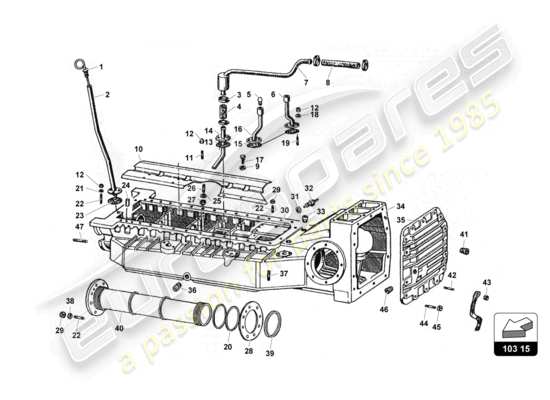 a part diagram from the Lamborghini Countach 25th Anniversary (1989) parts catalogue