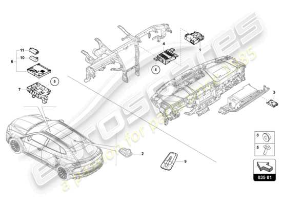 a part diagram from the Lamborghini Urus parts catalogue