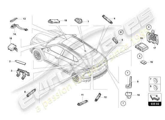 a part diagram from the Lamborghini Urus parts catalogue