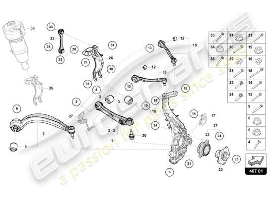 a part diagram from the Lamborghini Urus Performante (2024) parts catalogue