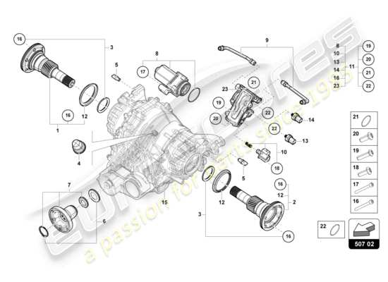 a part diagram from the Lamborghini Urus parts catalogue