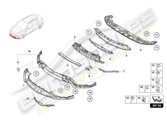 a part diagram from the Lamborghini Urus parts catalogue