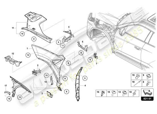 a part diagram from the Lamborghini Urus parts catalogue