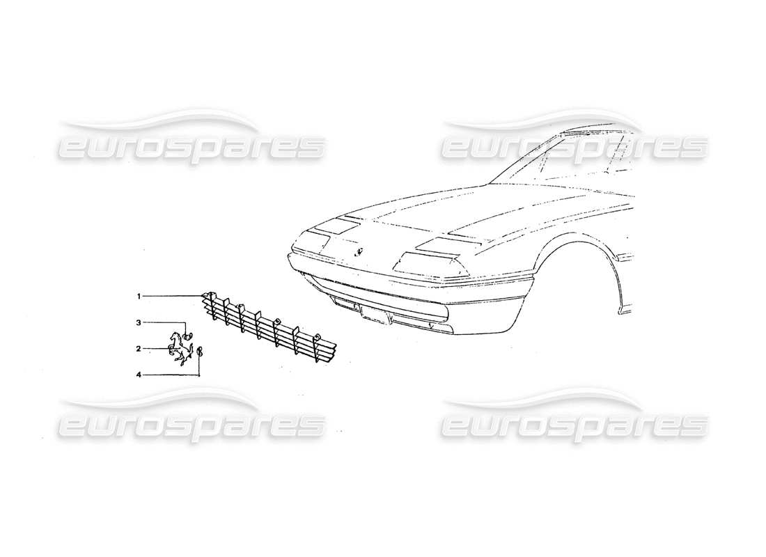 Ferrari 365 GT4 2+2 Coachwork Front Grill Parts Diagram