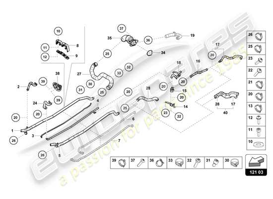 a part diagram from the Lamborghini Evo Coupe (2021) parts catalogue