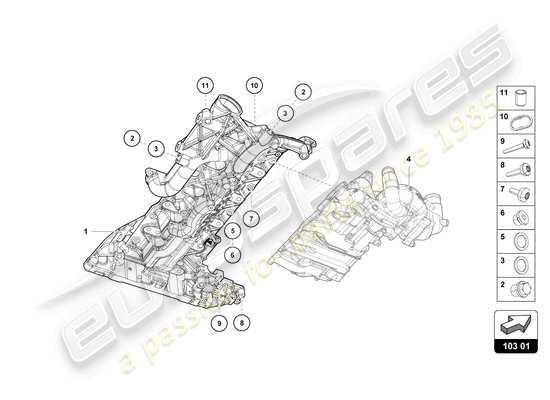 a part diagram from the Lamborghini Evo Coupe (2022) parts catalogue