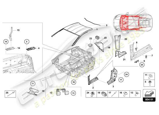 a part diagram from the Lamborghini HURACAN EVO parts catalogue