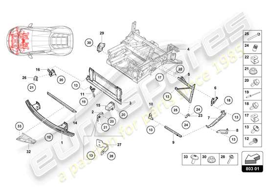 a part diagram from the Lamborghini Evo Coupe (2023) parts catalogue