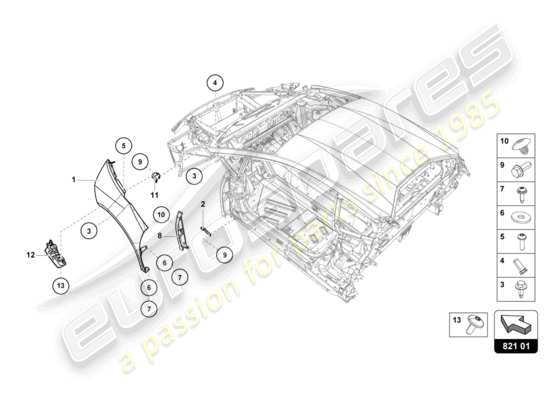 a part diagram from the Lamborghini Evo Coupe (2023) parts catalogue