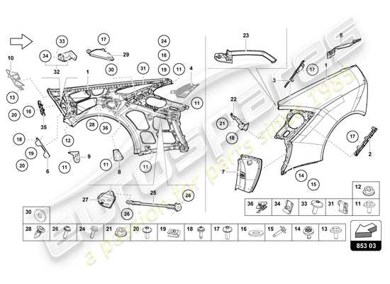 a part diagram from the Lamborghini HURACAN EVO parts catalogue