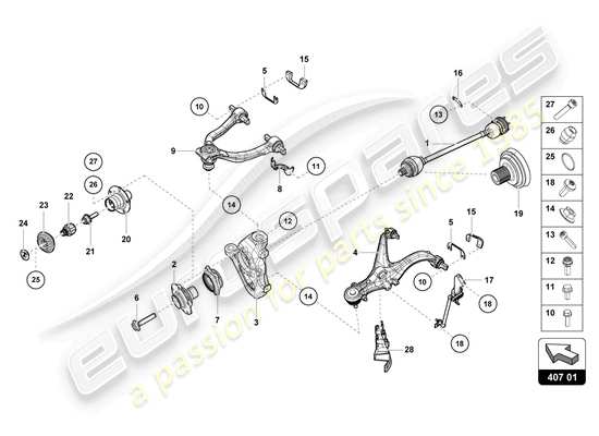 a part diagram from the Lamborghini Evo Coupe 2WD (2021) parts catalogue