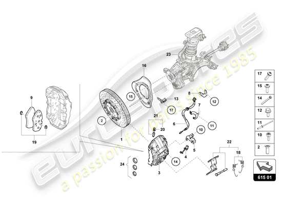 a part diagram from the Lamborghini Evo Coupe 2WD (2022) parts catalogue