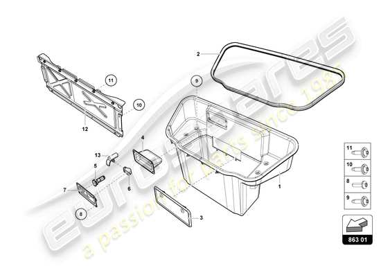 a part diagram from the Lamborghini Evo Coupe 2WD (2022) parts catalogue