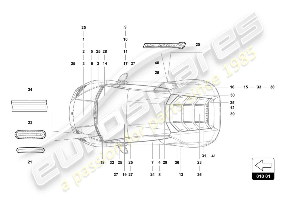 Lamborghini Evo Coupe 2WD (2023) inscriptions/lettering Part Diagram