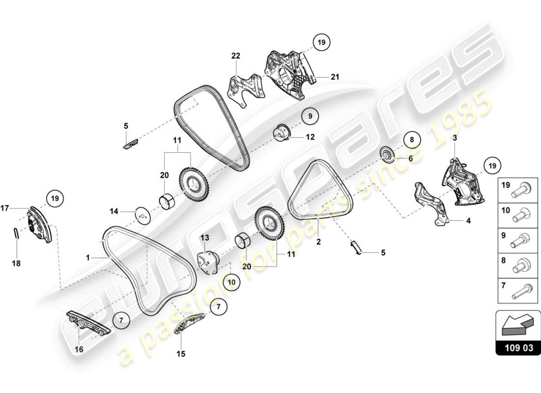 Lamborghini Evo Coupe 2WD (2023) TIMING CHAIN Part Diagram