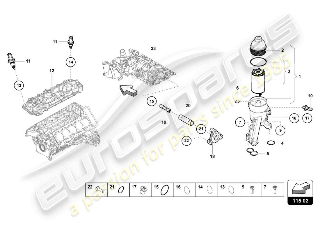 Lamborghini Evo Coupe 2WD (2023) OIL FILTER ELEMENT Part Diagram