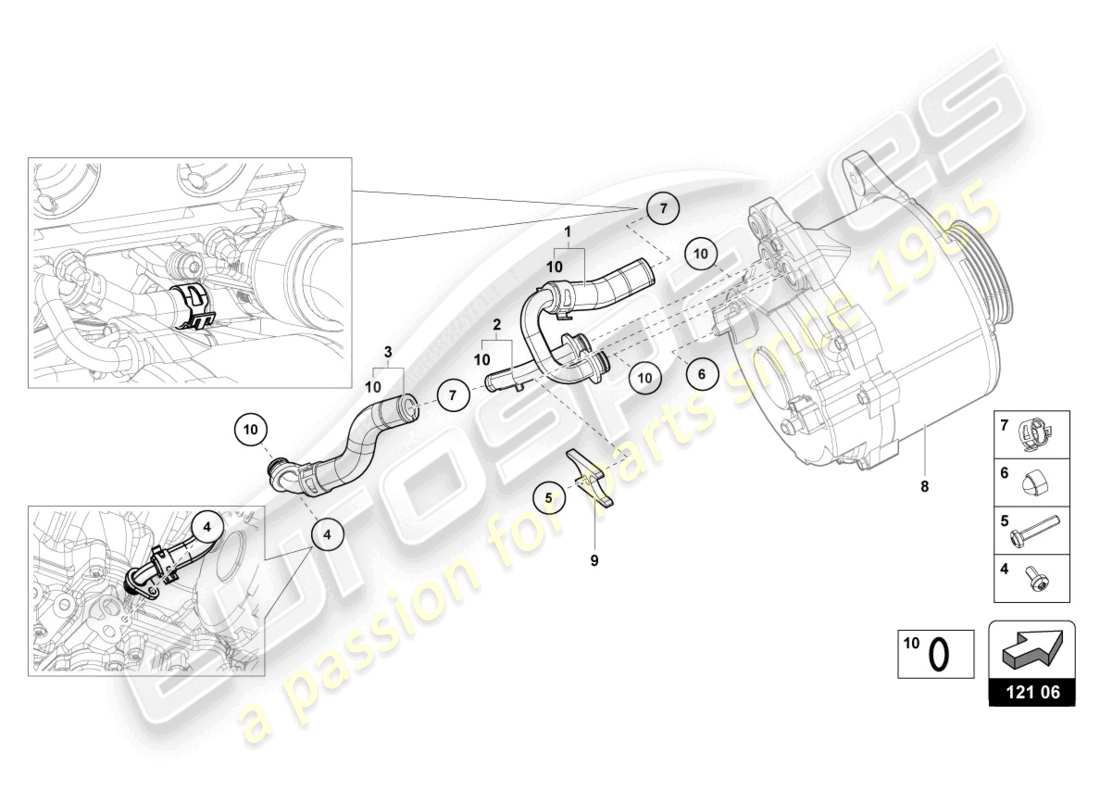 Lamborghini Evo Coupe 2WD (2023) COOLANT HOSES AND PIPES Part Diagram