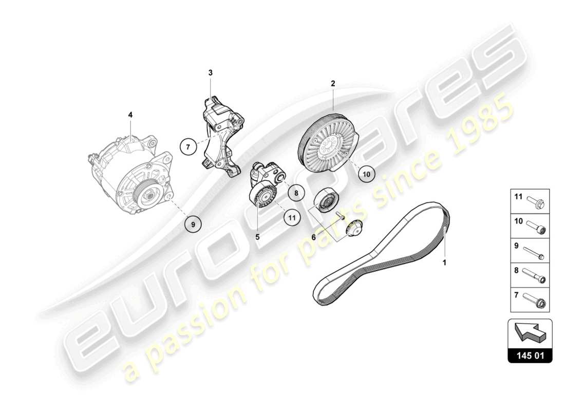 Lamborghini Evo Coupe 2WD (2023) INDIVIDUAL PARTS FOR 3-PHASE ALTERNATOR Part Diagram