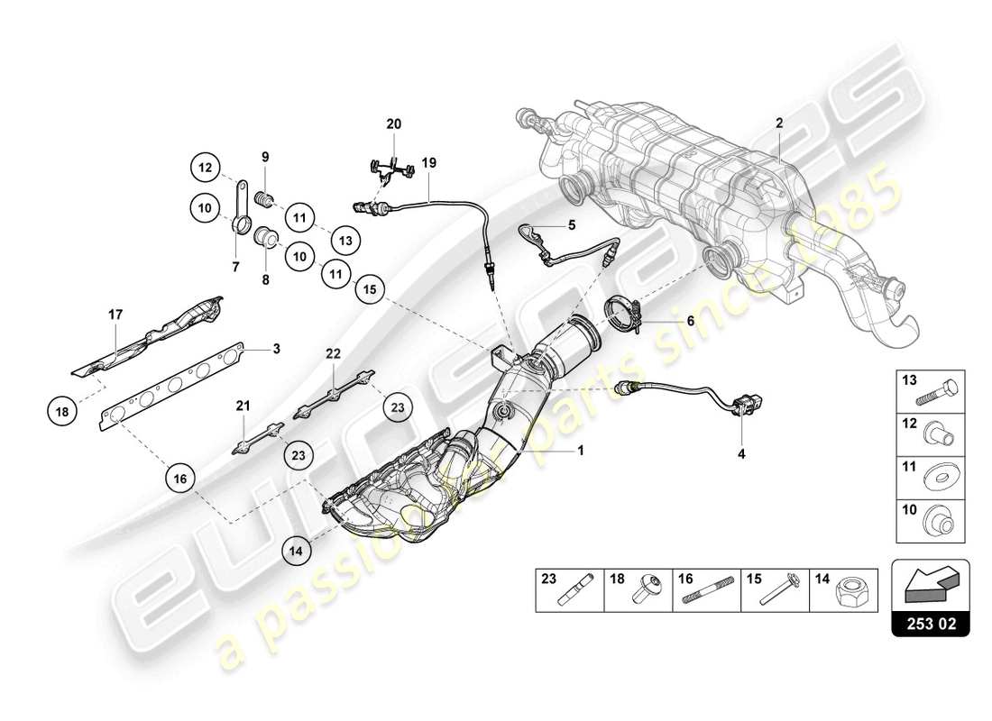 Lamborghini Evo Coupe 2WD (2023) EXHAUST MANIFOLDS Part Diagram