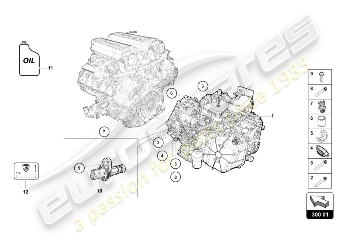 Lamborghini Evo Coupe 2WD (2023) AUTOMATIC GEARBOX Part Diagram