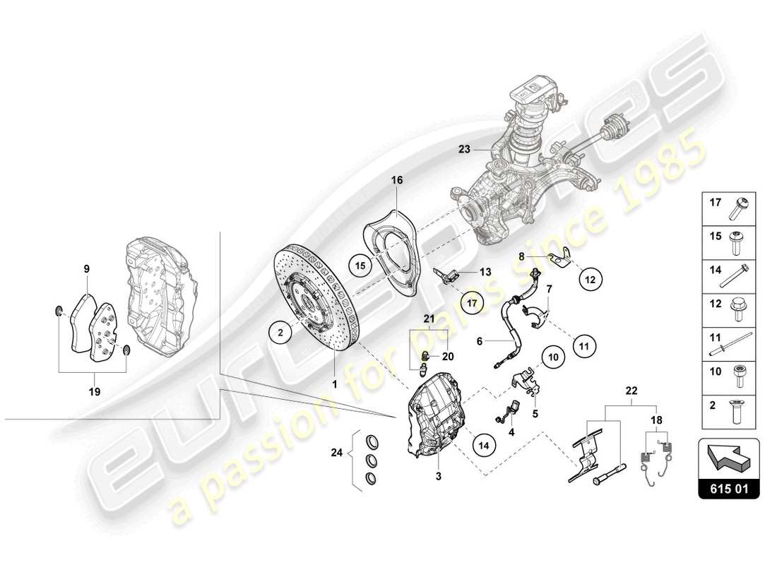 Lamborghini Evo Coupe 2WD (2023) CERAMIC BRAKE DISC FRONT Part Diagram
