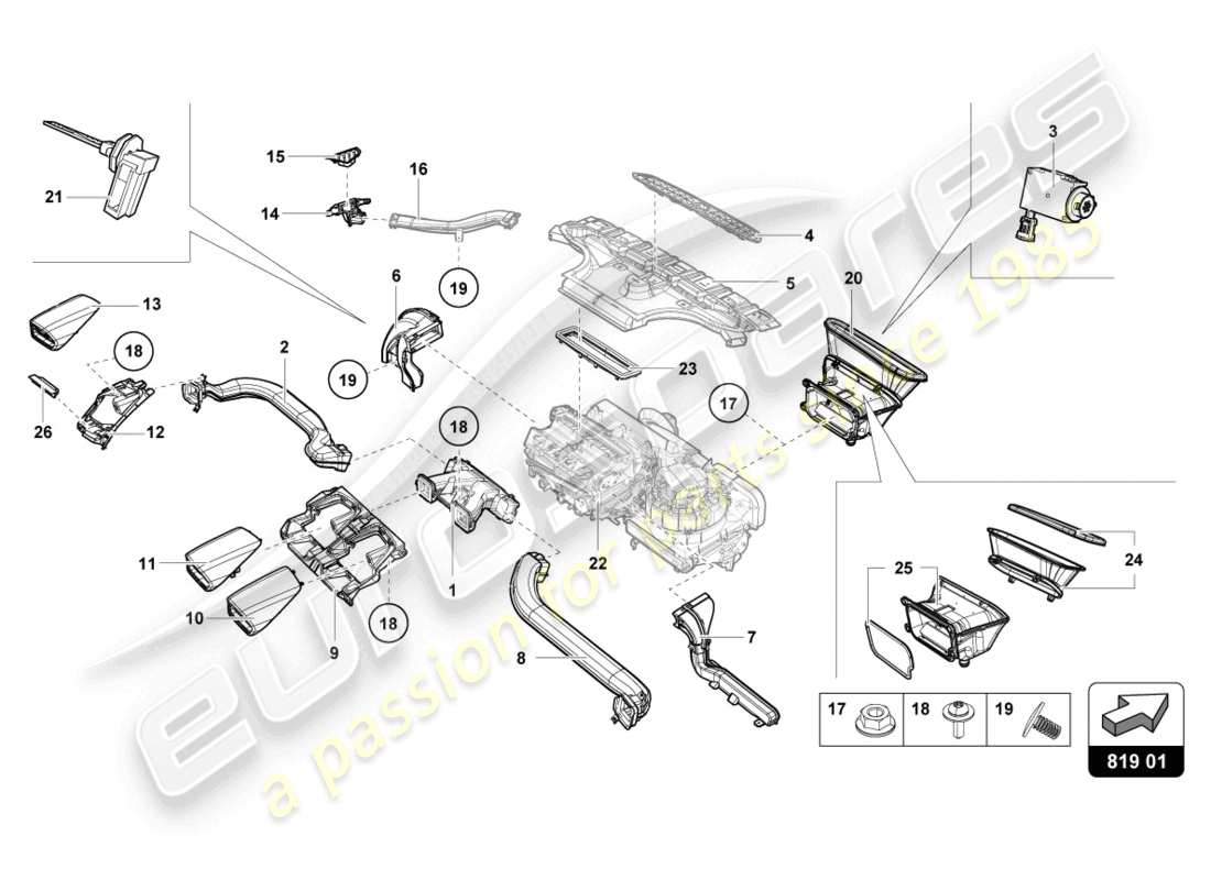 Lamborghini Evo Coupe 2WD (2023) AIR VENT Part Diagram