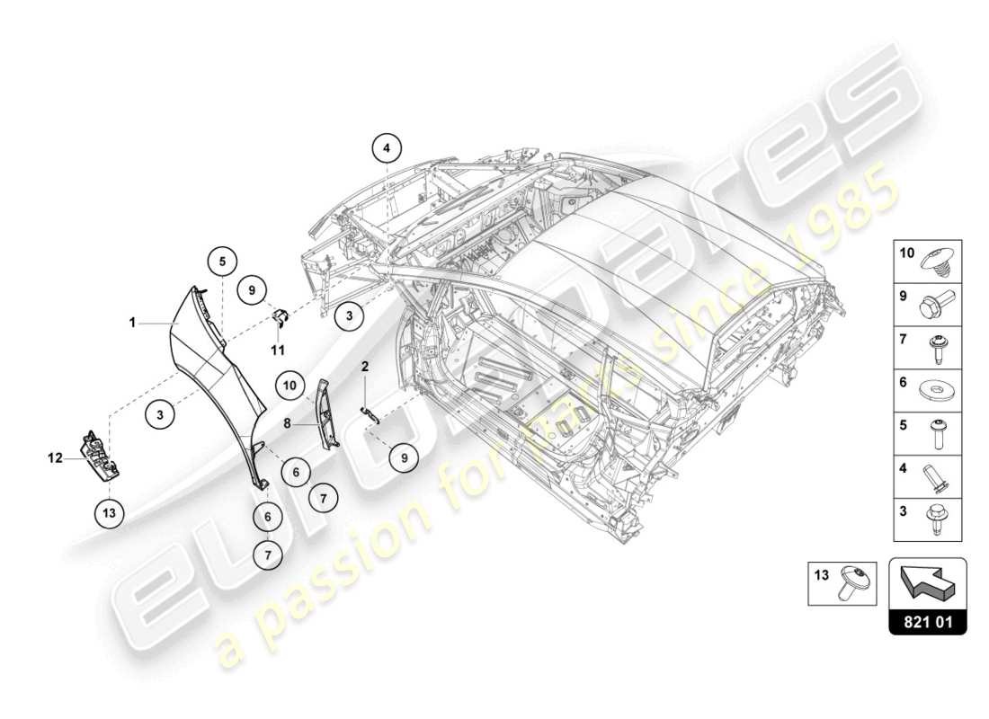 Lamborghini Evo Coupe 2WD (2023) WING PROTECTOR FRONT Part Diagram