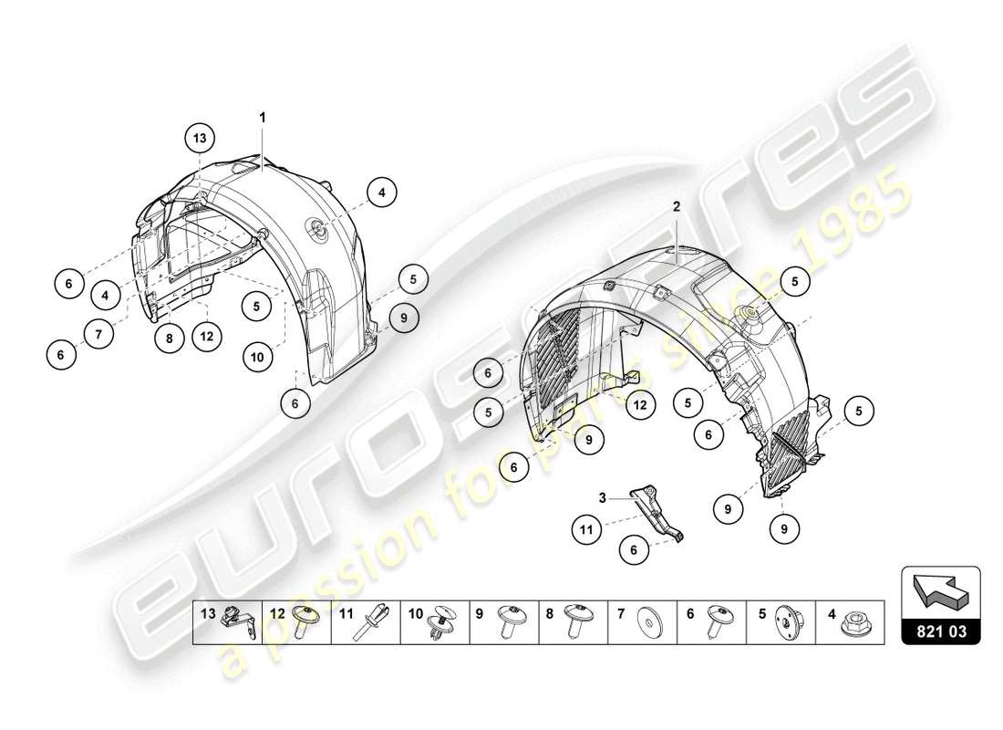 Lamborghini Evo Coupe 2WD (2023) WHEEL HOUSING TRIM Part Diagram