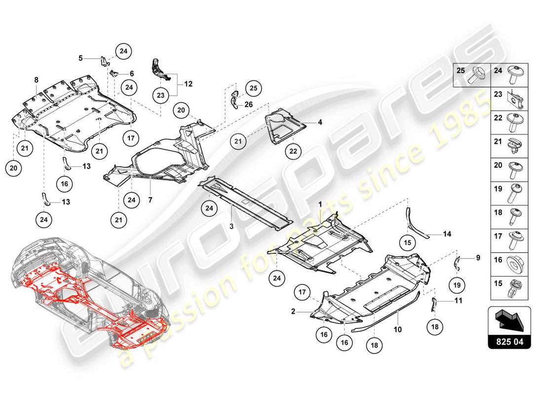 Lamborghini Evo Coupe 2WD (2023) TRIM PANEL FOR FRAME LOWER SECTION Part Diagram