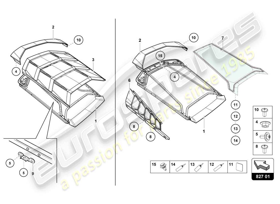 Lamborghini Evo Coupe 2WD (2023) ENGINE COVER WITH INSP. COVER Part Diagram