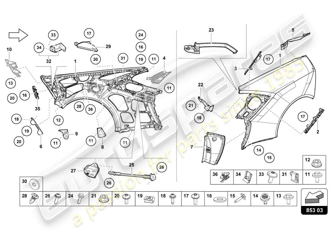 Lamborghini Evo Coupe 2WD (2023) WING Part Diagram