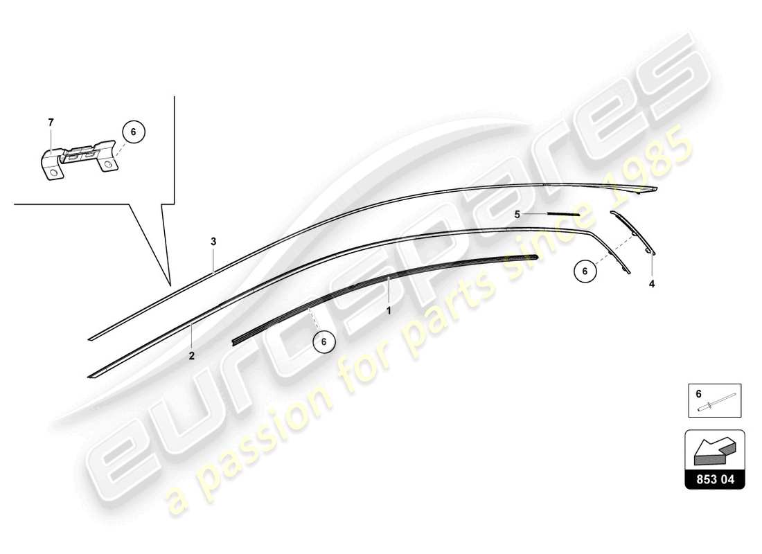 Lamborghini Evo Coupe 2WD (2023) MOLDINGS - ROOF Part Diagram