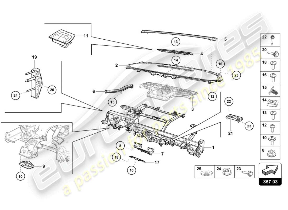 Lamborghini Evo Coupe 2WD (2023) DASHBOARD Part Diagram