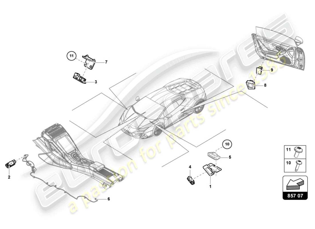 Lamborghini Evo Coupe 2WD (2023) SINGLE PARTS FOR INTERIOR AND READING LIGHT Part Diagram