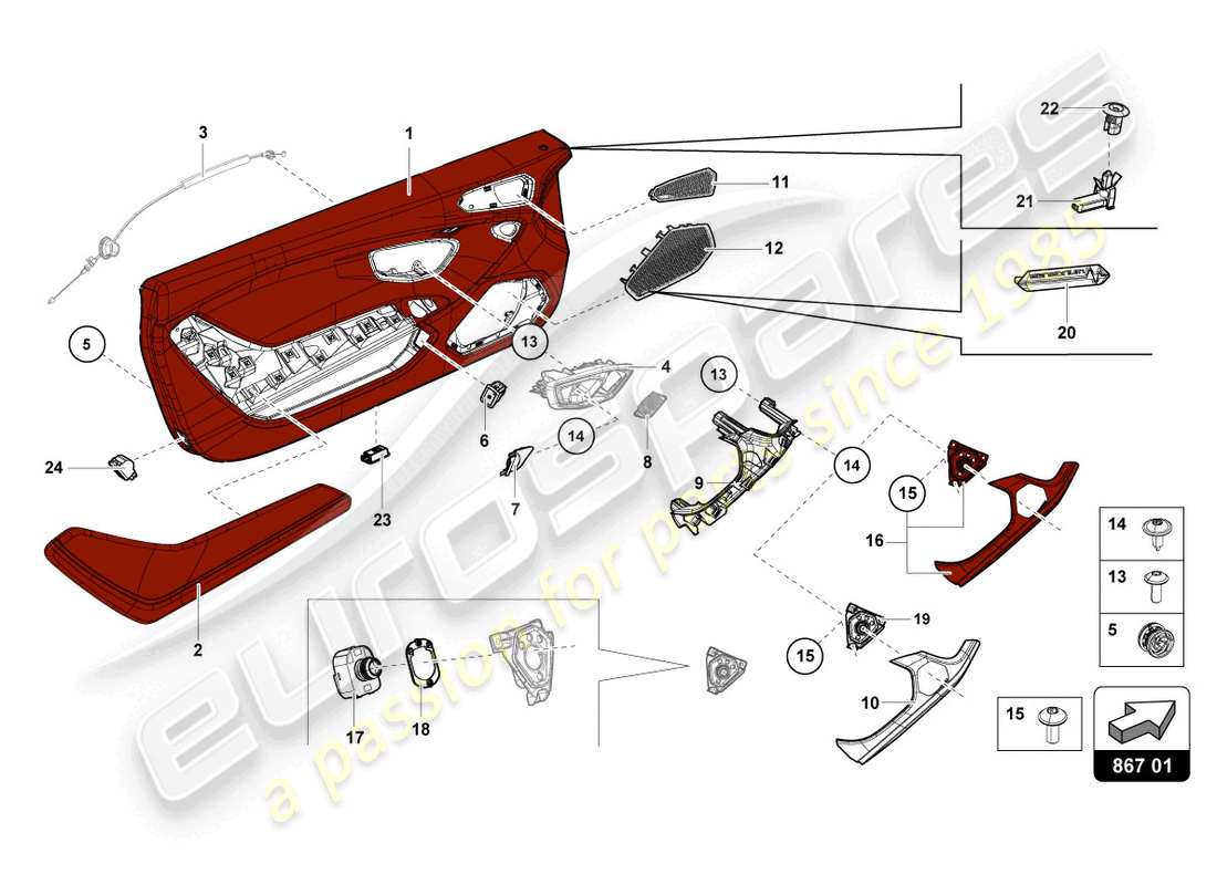 Lamborghini Evo Coupe 2WD (2023) DOOR PANEL Part Diagram