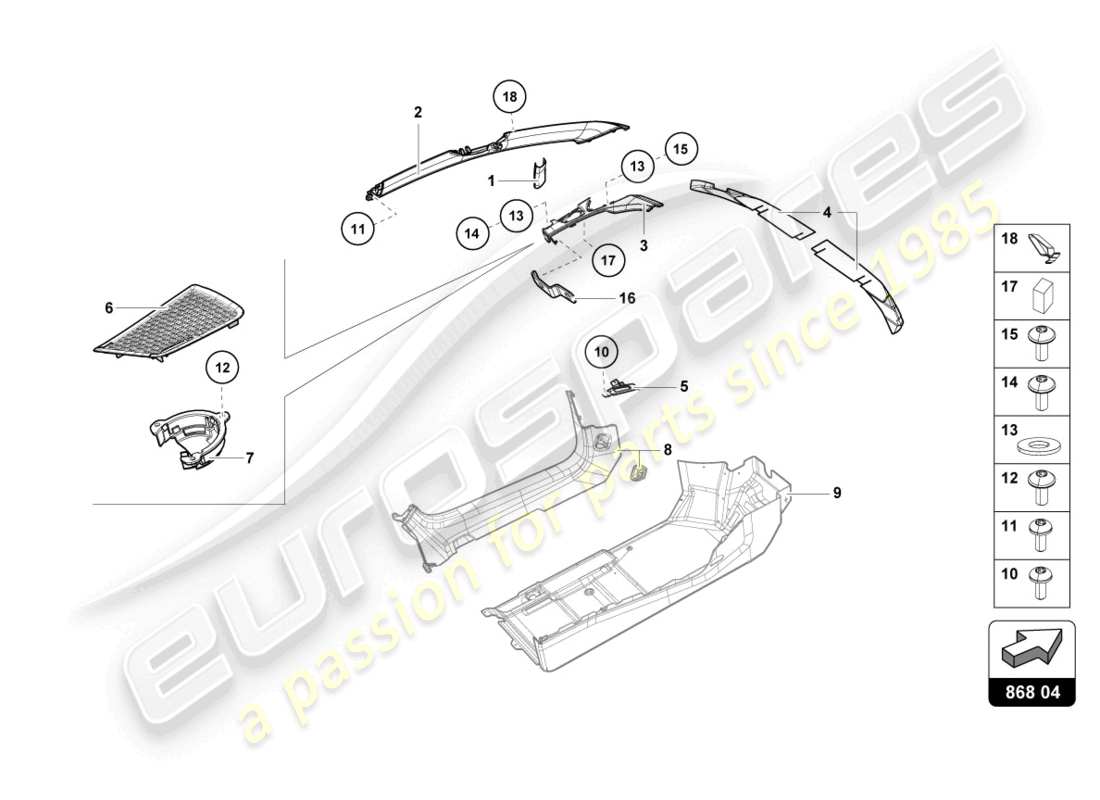 Lamborghini Evo Coupe 2WD (2023) PILLAR TRIM INNER Part Diagram