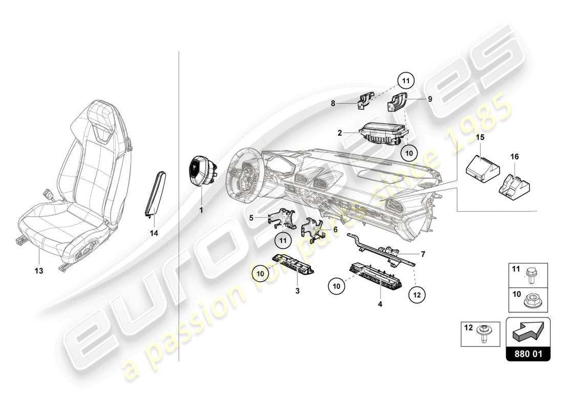 Lamborghini Evo Coupe 2WD (2023) AIRBAG Part Diagram