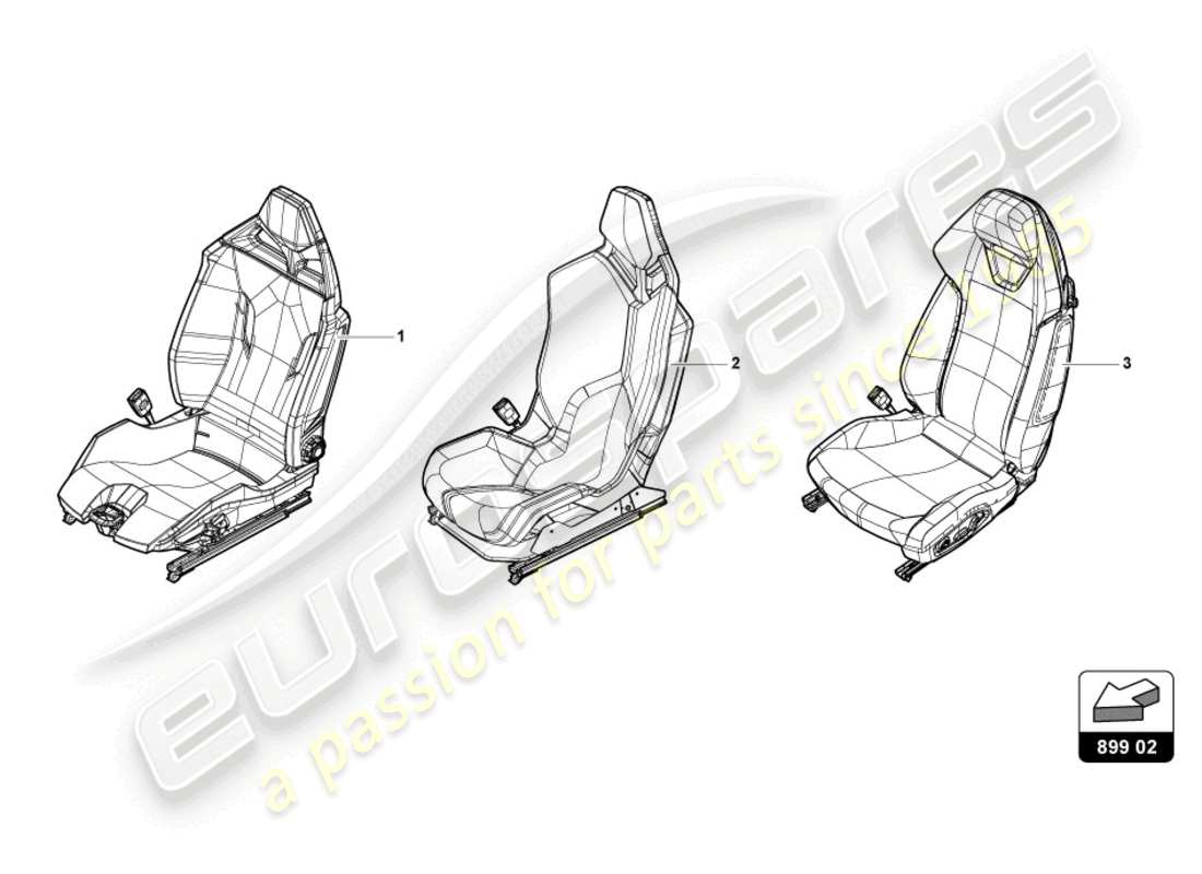 Lamborghini Evo Coupe 2WD (2023) SEAT, COMPLETE Part Diagram